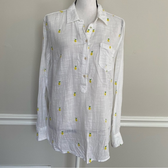 Merona White Pineapple Button Shirt Size XL - Picture 5 of 14